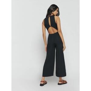 Reformation Lucia Jumpsuit Black Open Back Wide Leg Size 12 NWT